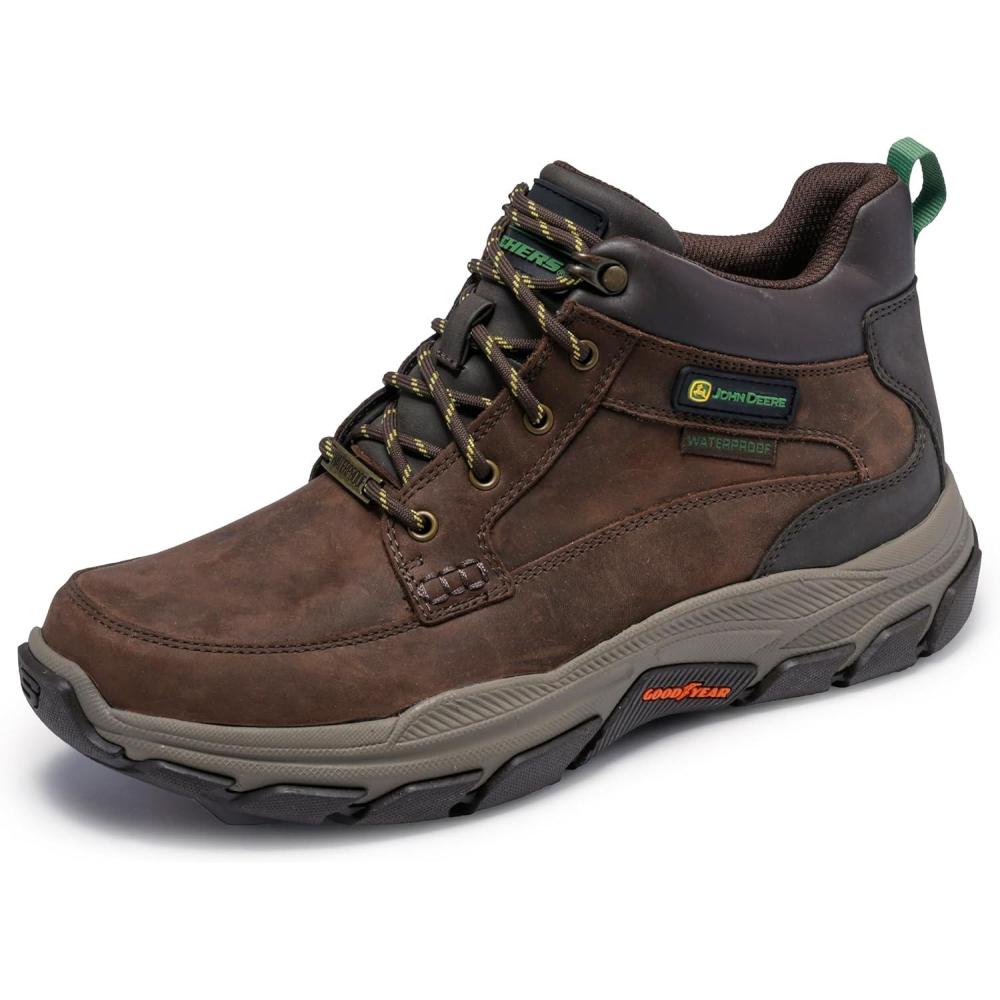 imageSkechers Mens John Deere RespectedLandin Waterproof Mid Top Leather Lace Up BootsCocoa