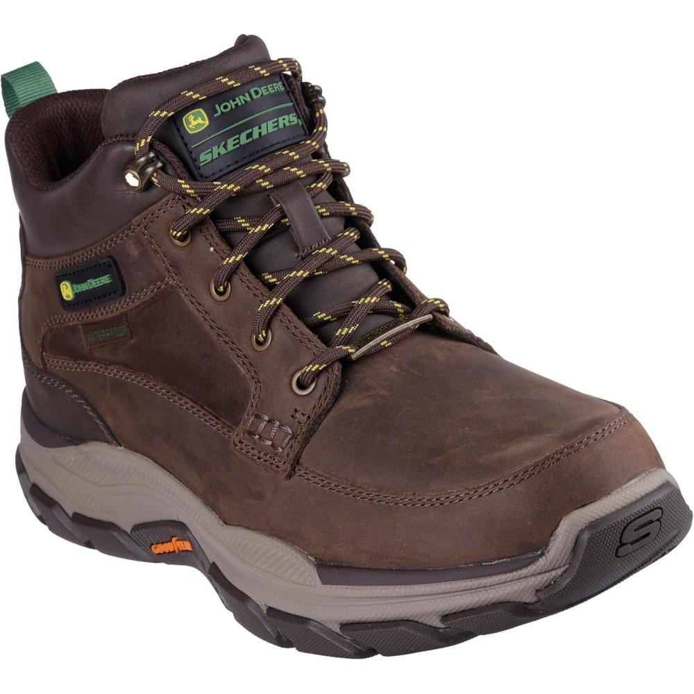 imageSkechers Mens John Deere RespectedLandin Waterproof Mid Top Leather Lace Up BootsDark Brown