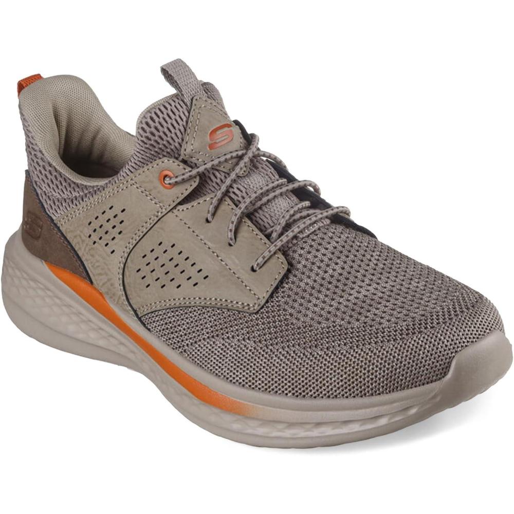 imageSkechers Mens SladeBreyer 210892 Knitted Mesh Bungee Lace WQuarter Cage Slip OnTaupe