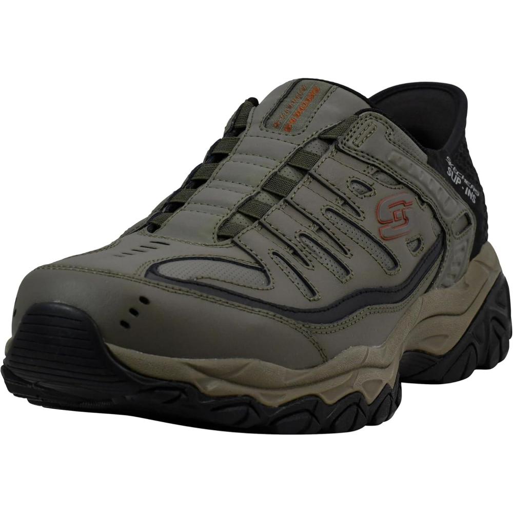 imageSkechers Mens Slipins After Burn  Grill Captain SneakerOliveBlack