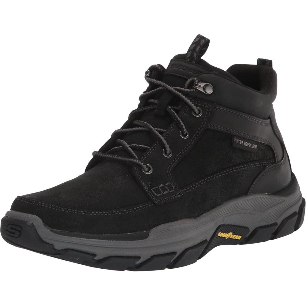 imageSkechers USA Mens RespectedBoswell 204454 Mid Top Leather Moc Toe Lace UpBlack