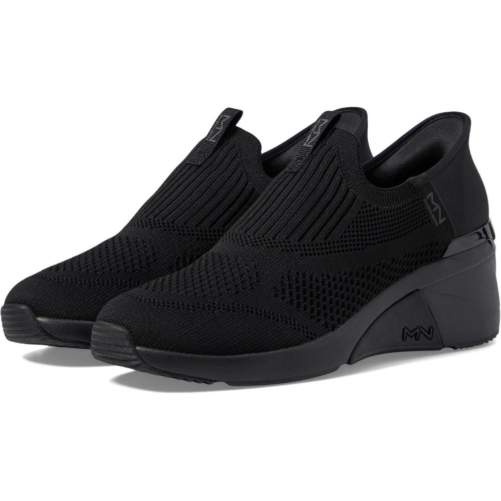 imageSkechers Womens AWedgeCrecent Hands Free Slipins SneakerBlackBlack