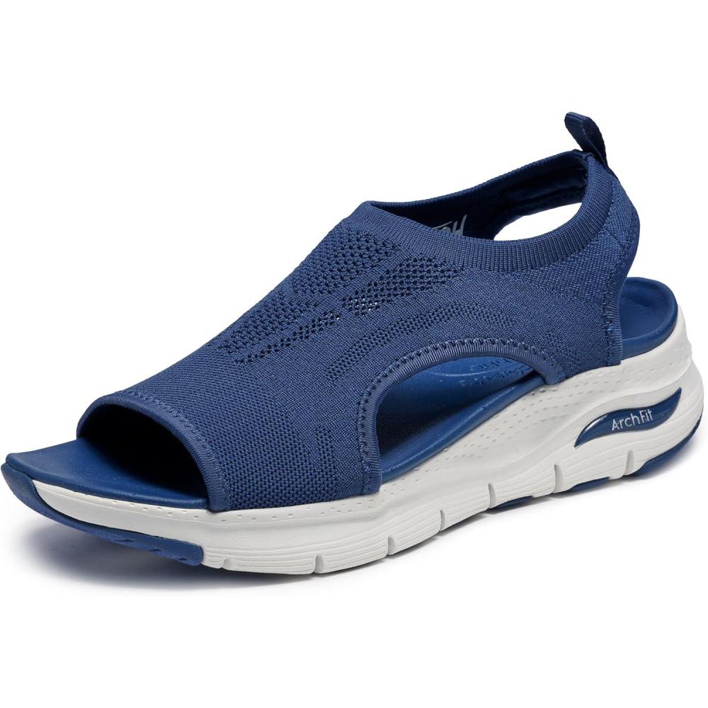 imageSkechers Womens Arch FitCity Catch Knit SlipOn SandalsNavy