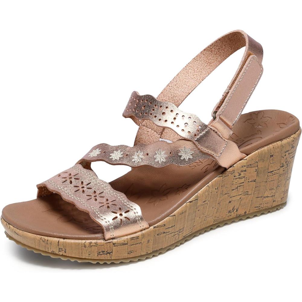 imageSkechers Womens BeverleeCherished Aura Wedge SandalRose Gold