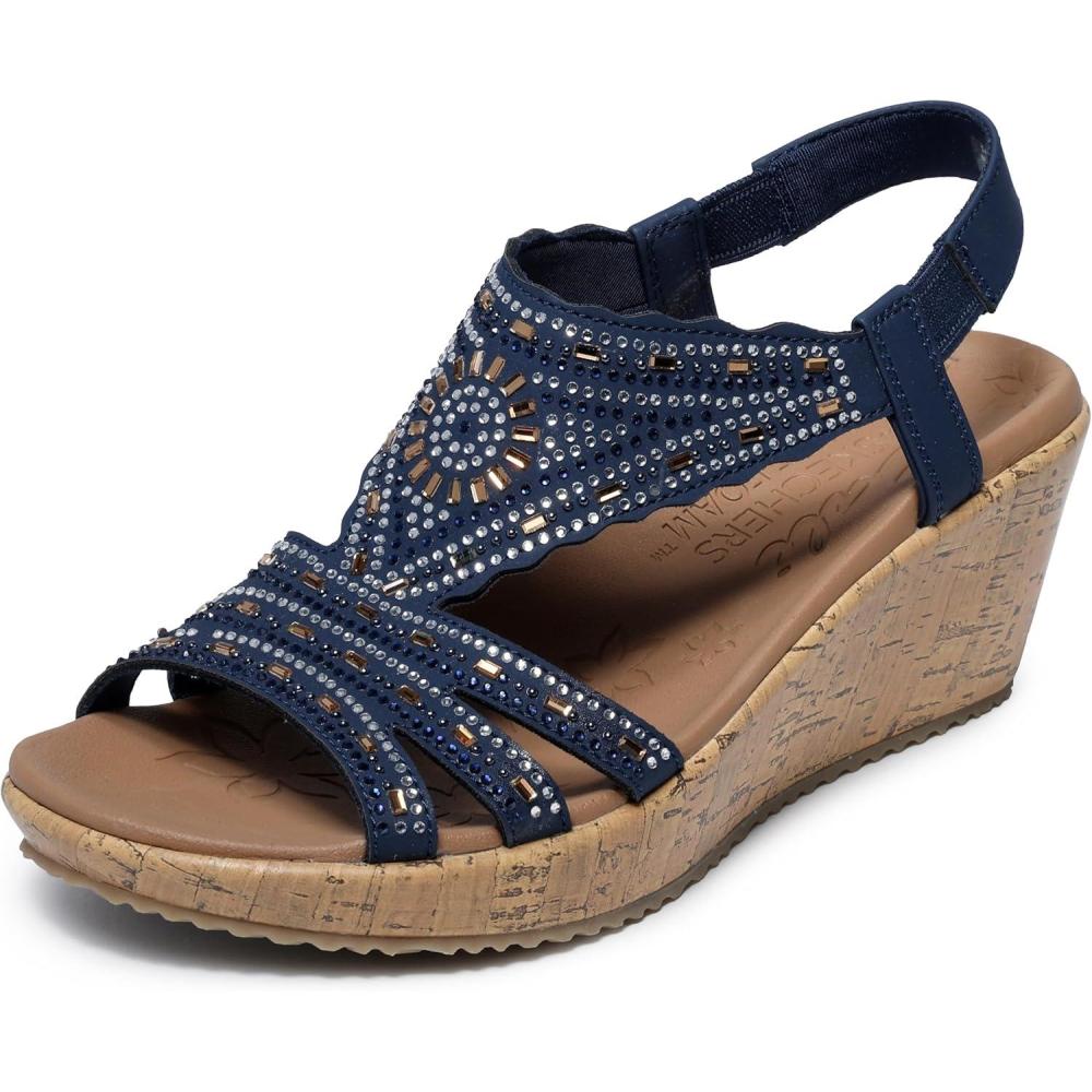 imageSkechers Womens BeverleeDazzling Charm Wedge SandalNavy