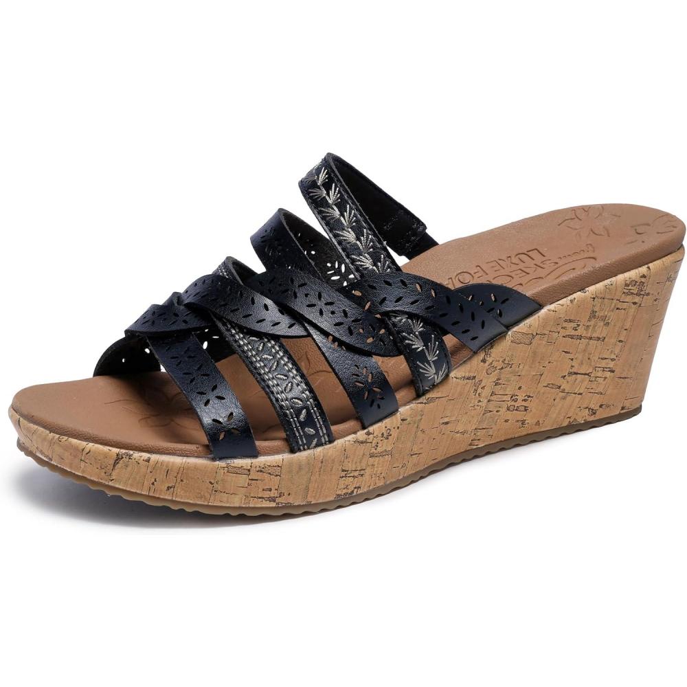 imageSkechers Womens BeverleeNew Resort Wedge SandalBlack