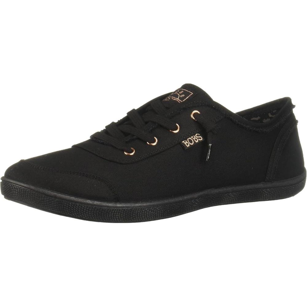 imageSkechers Womens Bobs B Cute Sneaker  Memory Foam Flexible Outsole Lightweight Vegan ShoesBlackBlack
