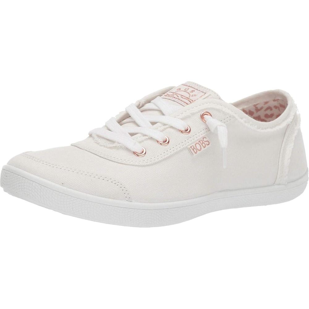 imageSkechers Womens Bobs B Cute Sneaker  Memory Foam Flexible Outsole Lightweight Vegan ShoesWhite