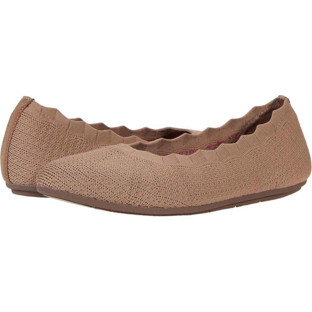 imageSkechers Womens Cleo 20Love Spell Scalloped Knit Skimmer Flats with AirCooled Memory Foam BalletMocha