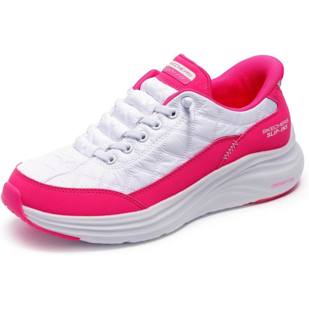 imageSkechers Womens Contour Foam Cozy Fit Hands Free Slipins SneakerWhiteHot Pink