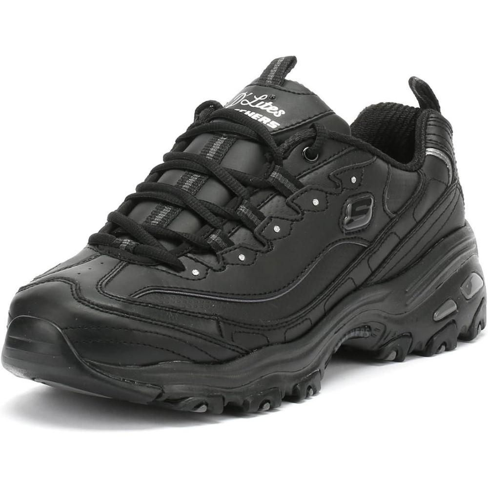 imageSkechers Womens DLites Fresh Start Memory Foam Laceup Sneaker FashionBlackBlack