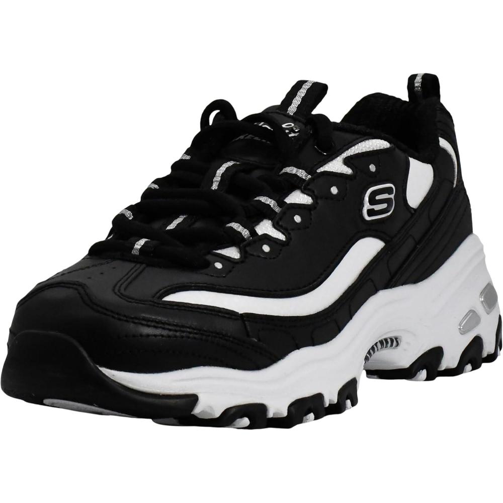 imageSkechers Womens DLites Fresh Start Memory Foam Laceup Sneaker FashionBlackWhite