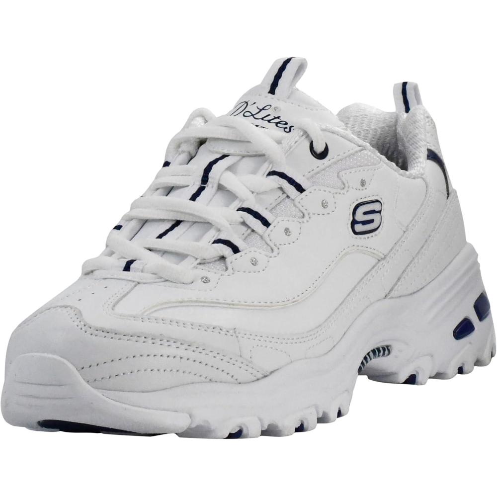 imageSkechers Womens DLites Fresh Start Memory Foam Laceup Sneaker FashionWhitBlu