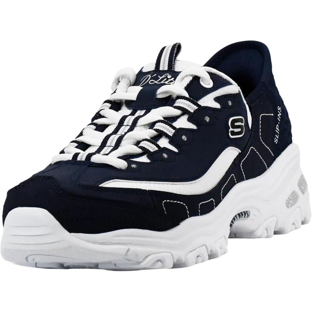 imageSkechers Womens DLites New Scene Hands Free SlipIns SneakerNavyWhite