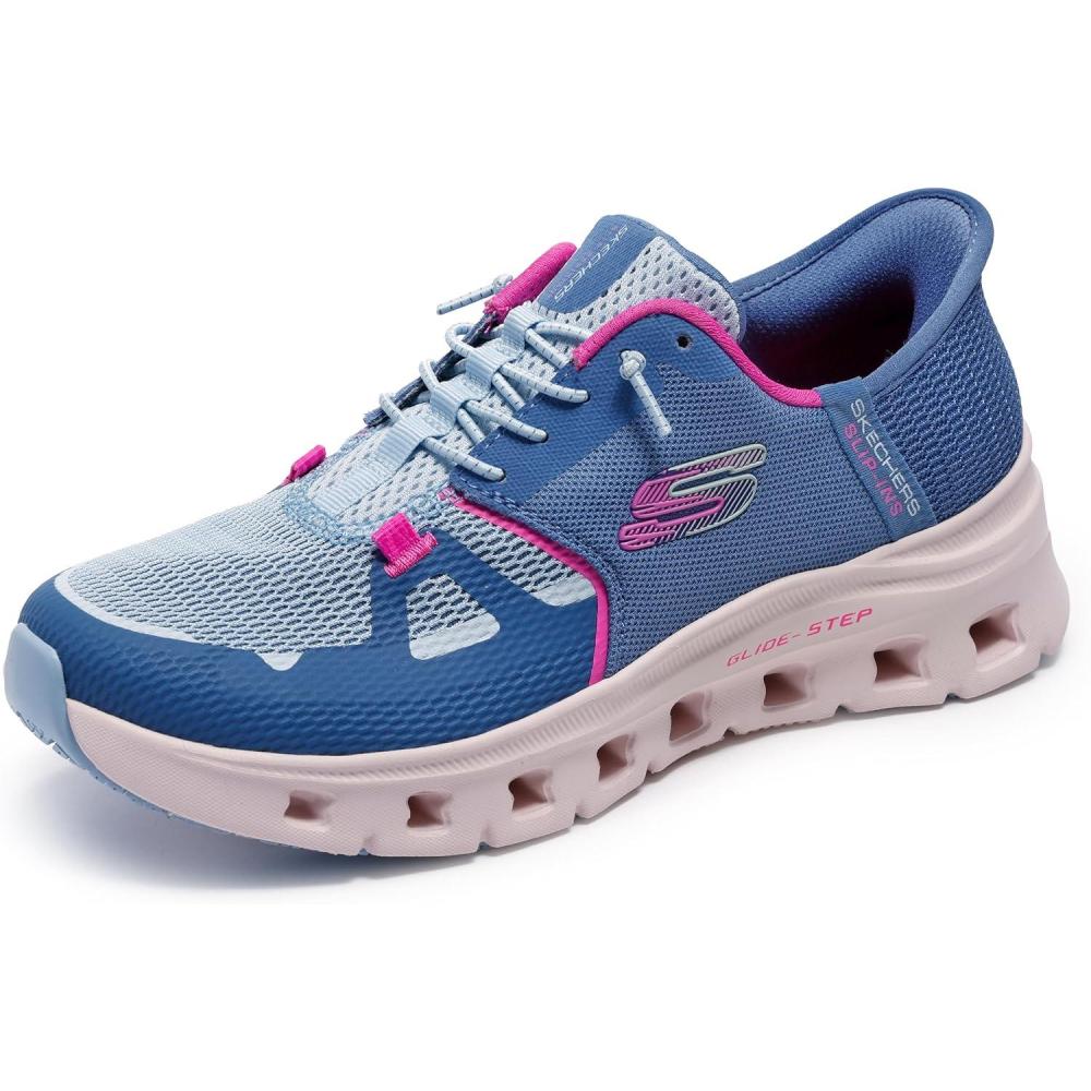 imageSkechers Womens Glde Step Pro Sr Edrura Hands Freee Bungee Health Care Professional ShoeSlatePink