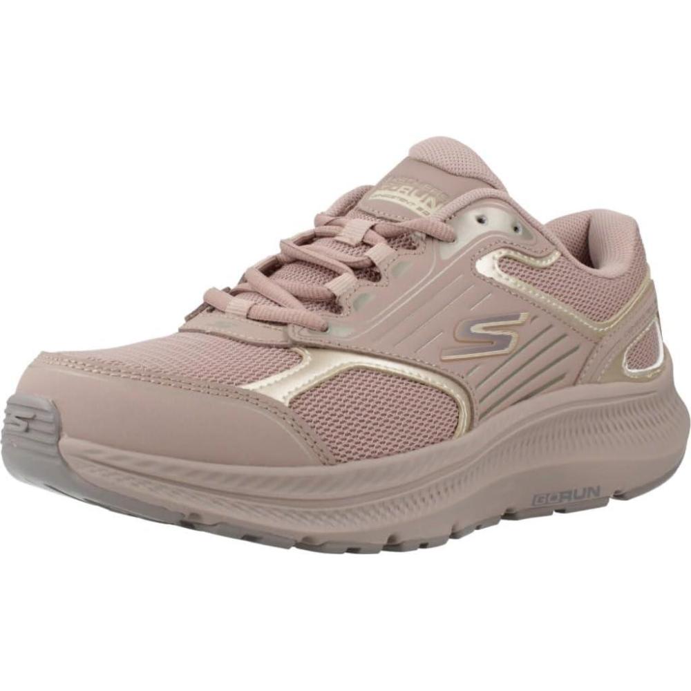imageSkechers Womens Go Run Consistent 20 Advantage SneakerLight Brown Leather Gold Trim