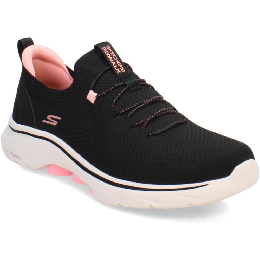 imageSkechers Womens Go Walk 7 Abie SneakerBlackHot Pink