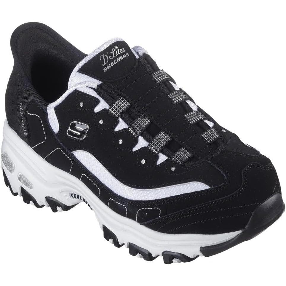 imageSkechers Womens Hands Free Slipins DLites SneakerBlack Whitebkw