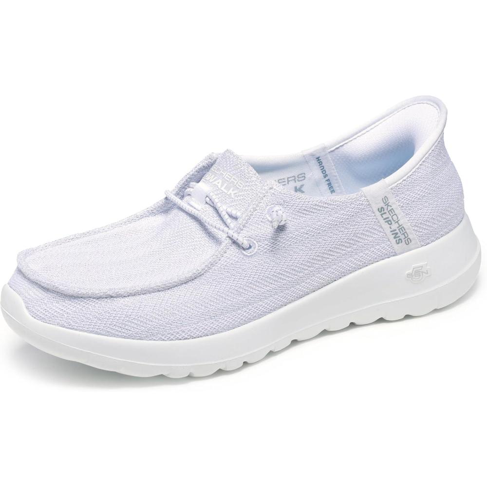 imageSkechers Womens Hands Free Slipins Go Walk Joy Moc Toe Casual Shoe SneakerWhiteSilver