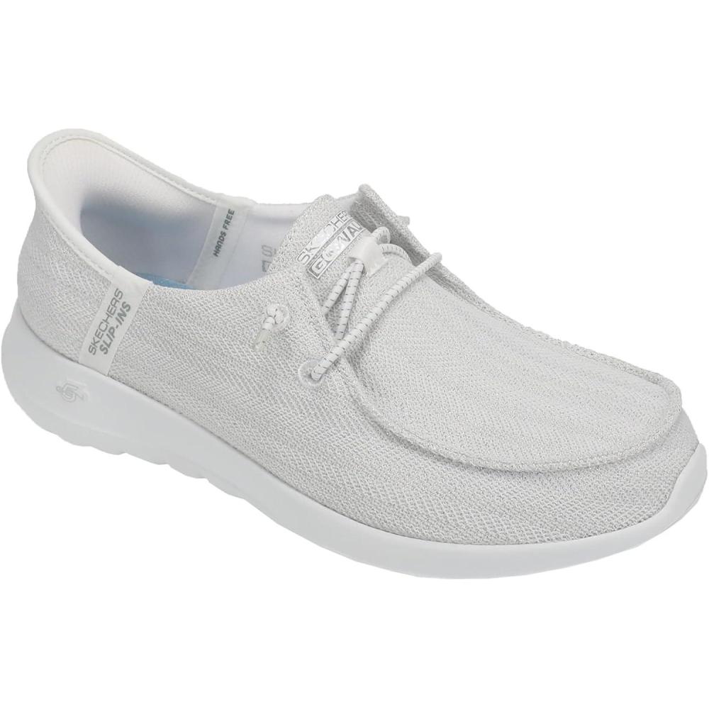 imageSkechers Womens Hands Free Slipins Go Walk Joy Moc Toe Casual Shoe SneakerWhitesilver