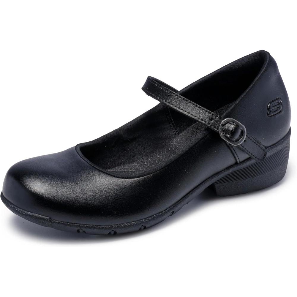 imageSkechers Womens Mary Jane Elsit Slip Resistant Health Care Professional ShoeBlack