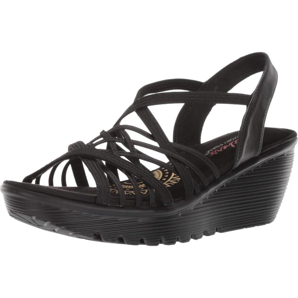 imageSkechers Womens ParallelCrossed WiresMulti Gore Slingback Sandal WedgeBlack