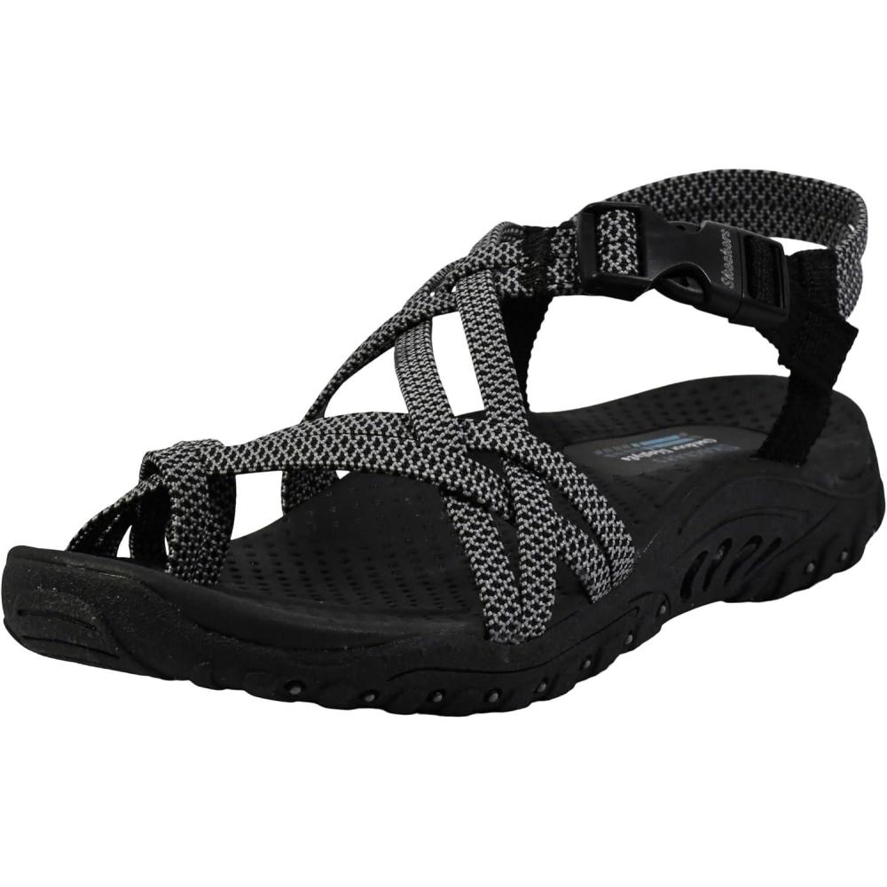 imageSkechers Womens Reggae Irie Mon FlipFlop SandalsBlackGrey
