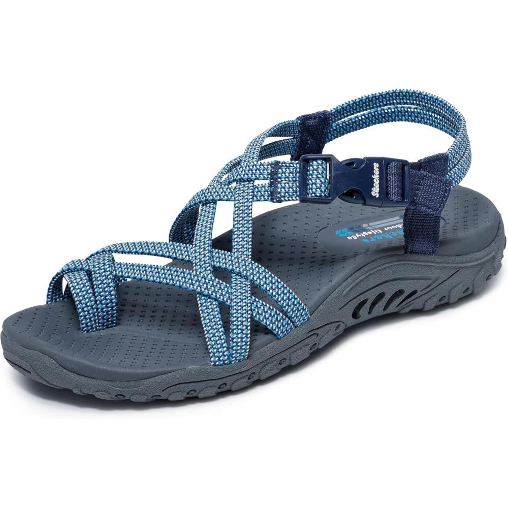 imageSkechers Womens Reggae Irie Mon FlipFlop SandalsBlueNavy