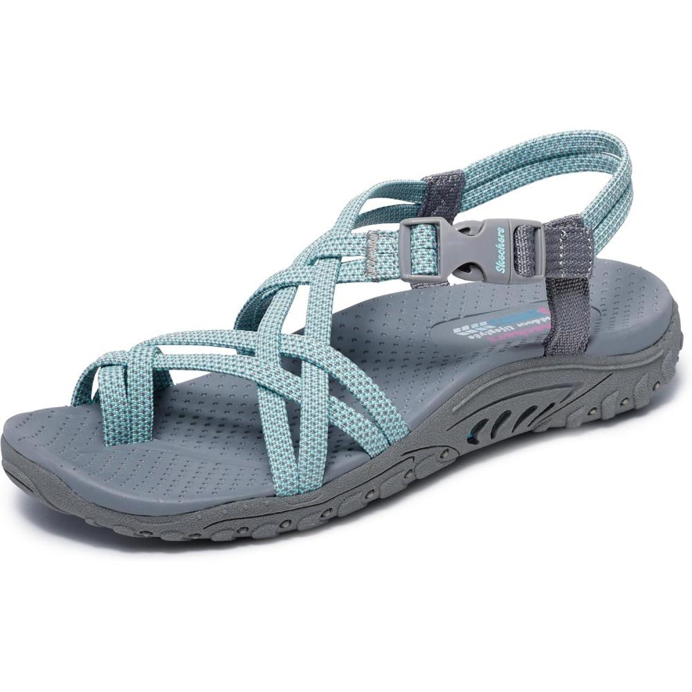imageSkechers Womens Reggae Irie Mon FlipFlop SandalsGrayAqua