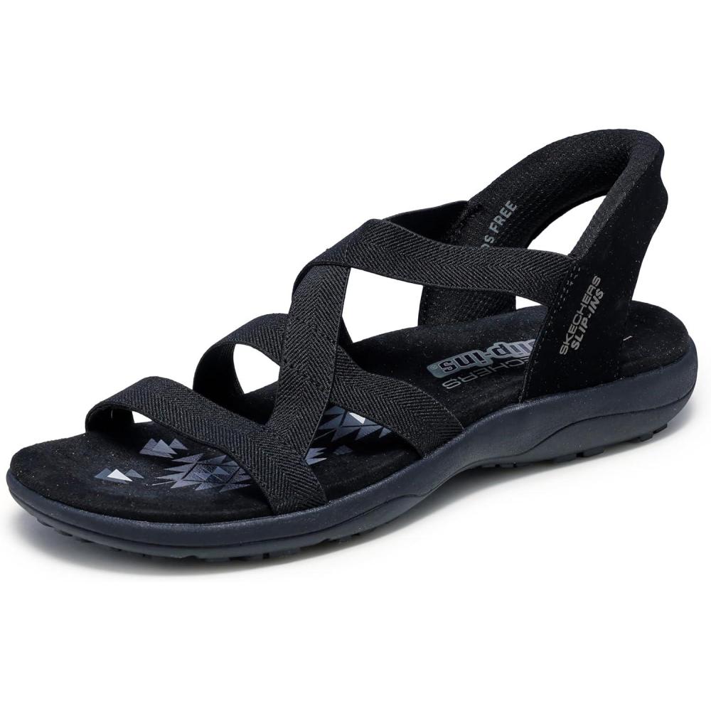 imageSkechers Womens Reggae SlimStretch Flex Hands Free Slipins SandalBlackBlack