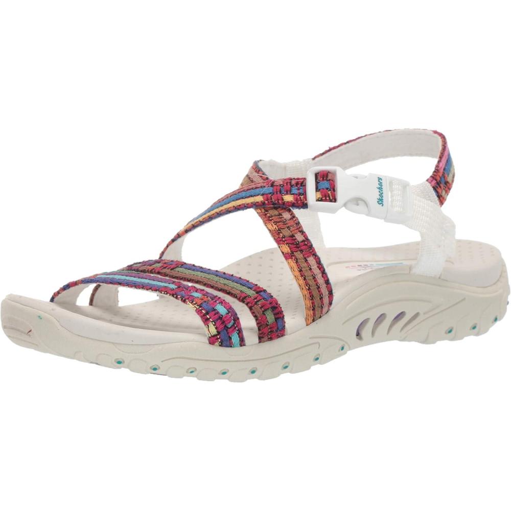 imageSkechers Womens ReggaeSew MeBoho Woven Strappy Slingback SandalWhite Multi