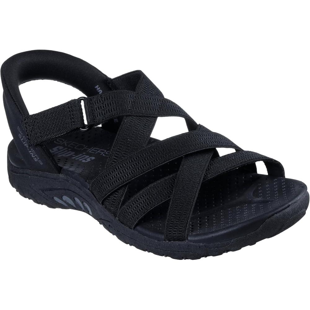 imageSkechers Womens ReggaeStrollin on Sport SandalBlackBlack