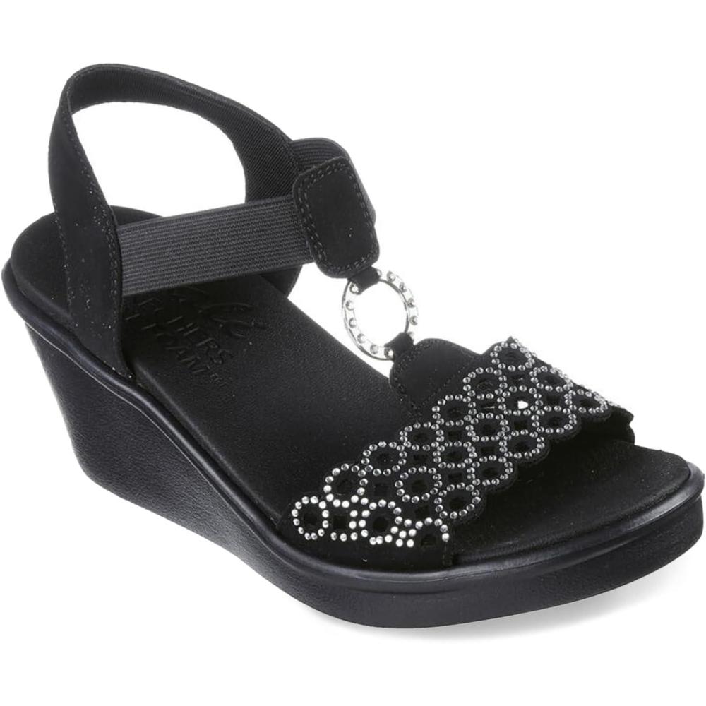 imageSkechers Womens Rumble onQueen B2 Wedge SandalBlackSilver