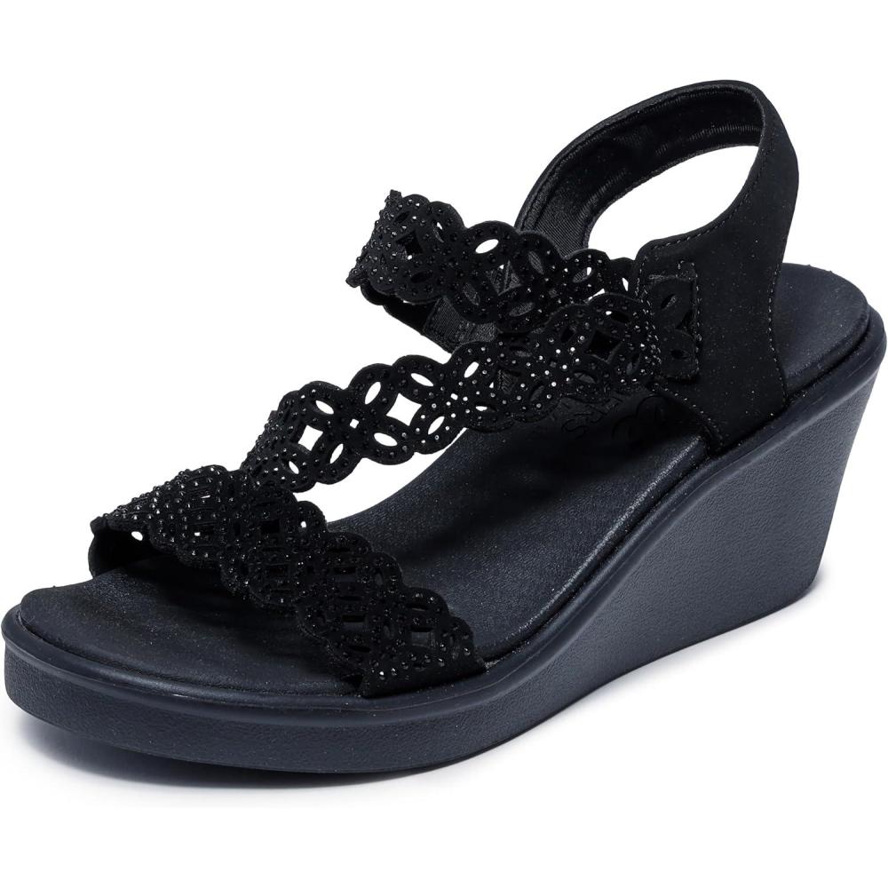 imageSkechers Womens Rumble onSassier DayZ Wedge SandalBlackBlack