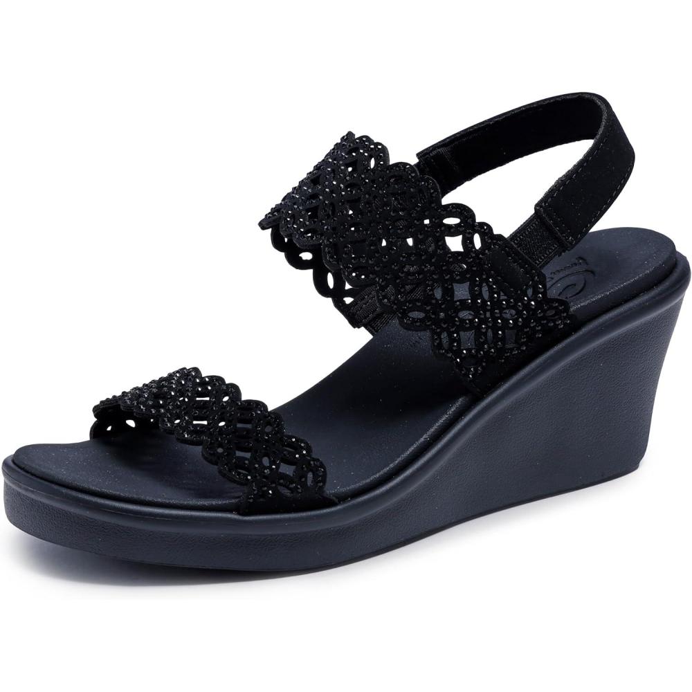imageSkechers Womens Rumble onSassy DayZ Wedge SandalBlackBlack