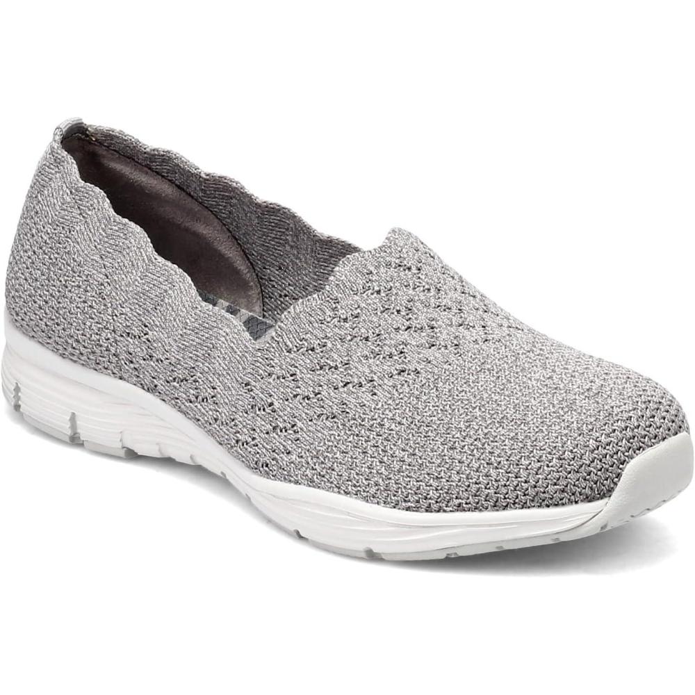 imageSkechers Womens Seager  Stat  Scalloped Collar Engineered SkechKnit Slipon  Classic FitGray