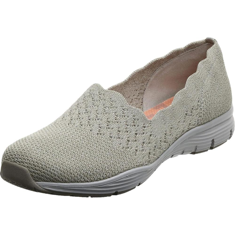 imageSkechers Womens Seager  Stat  Scalloped Collar Engineered SkechKnit Slipon  Classic FitNatural