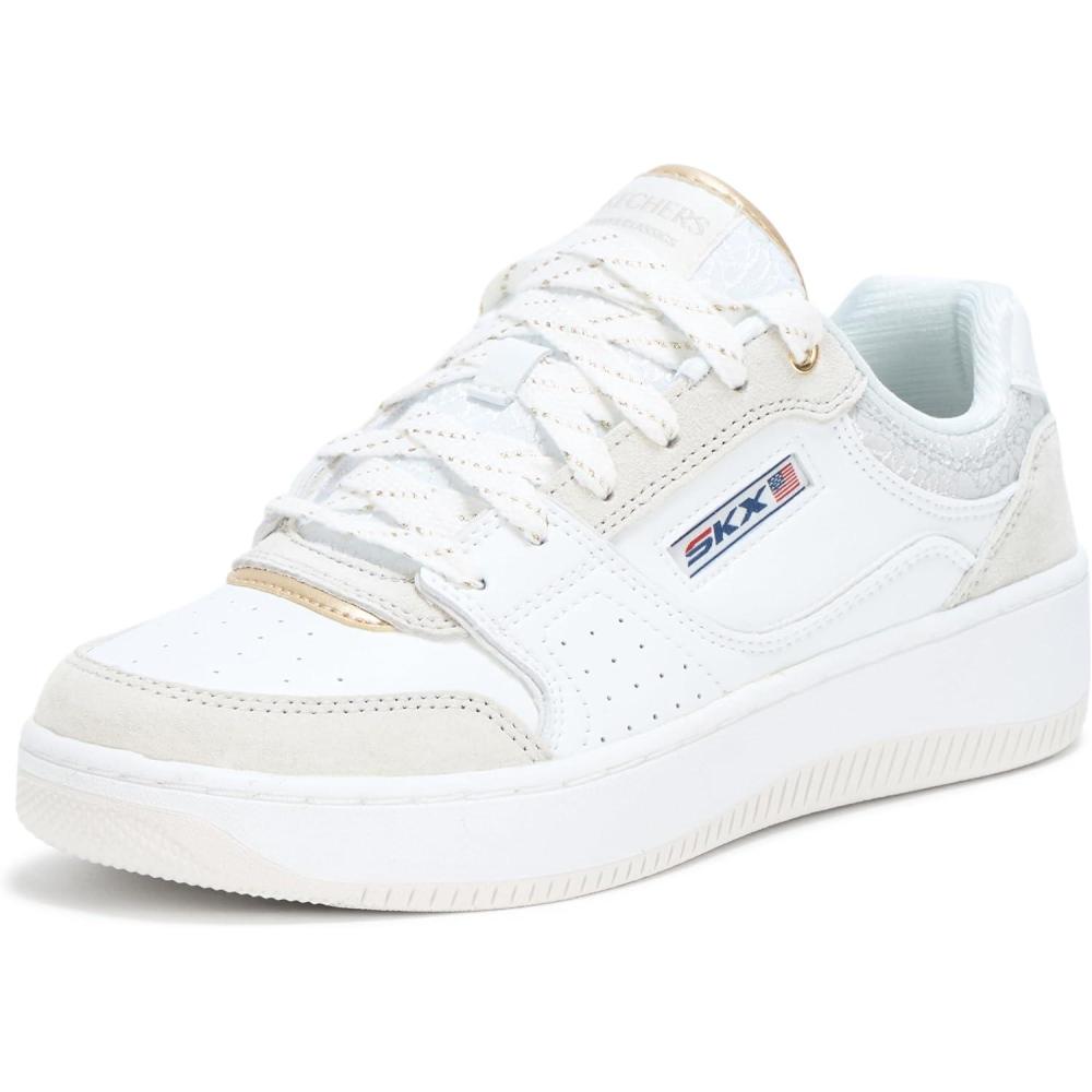 imageSkechers Womens Sport Court 20Metallic Brea SneakerWhiteGray