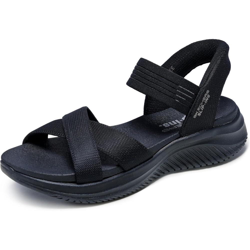 imageSkechers Womens Ultra Flex 30Never Netter Hands Free Slipins SandalBlackBlack