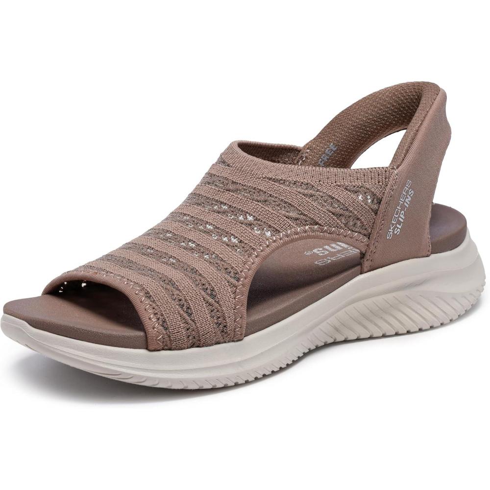 imageSkechers Womens Ultra Flex 30Sun Warmth Hands Free Slipins SandalMocha