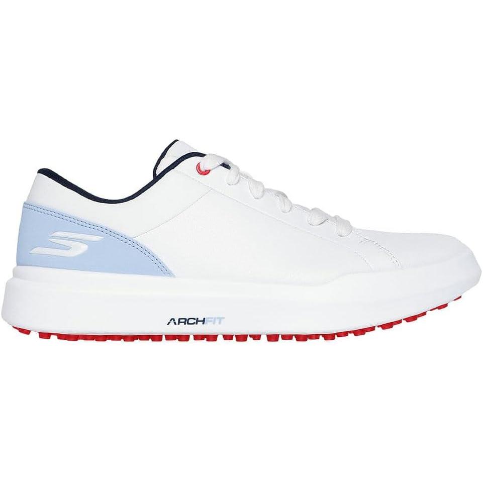imageWomens Drive 6 Arch Leather Relaxed Fit Waterproof Golf Shoe SneakerWhiteBlue