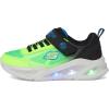 SKECHERS Boy’s Meteor-Lights-krendo Sneaker(Black/Blue/Lime)