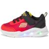 SKECHERS Boy’s Meteor-Lights-krendo Sneaker(Black/Red)