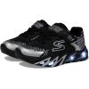 Skechers Unisex-Child Flex-Glow Bolt Sneaker(Black/Silver)