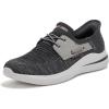 Skechers Men’s Delson 3.0-Roth 210606 Low Profile Bungee Lace Slip-Ins(Black/Grey)