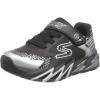 Skechers Unisex-Child Flex-Glow Bolt Sneaker(Black/Silver)