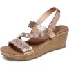 Skechers Women’s Beverlee-Cherished Aura Wedge Sandal(Rose Gold)