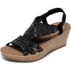 Skechers Women’s Beverlee-Dazzling Charm Wedge Sandal(Black)