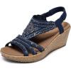 Skechers Women’s Beverlee-Dazzling Charm Wedge Sandal(Navy)
