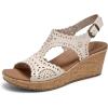 Skechers Women’s Beverlee-Easy to Adore Wedge Sandal(Off-white)